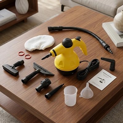 Nettoyeur vapeur à main avec plusieurs embouts