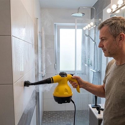 Nettoyeur vapeur à main nettoie carrelages et joints salle de bain